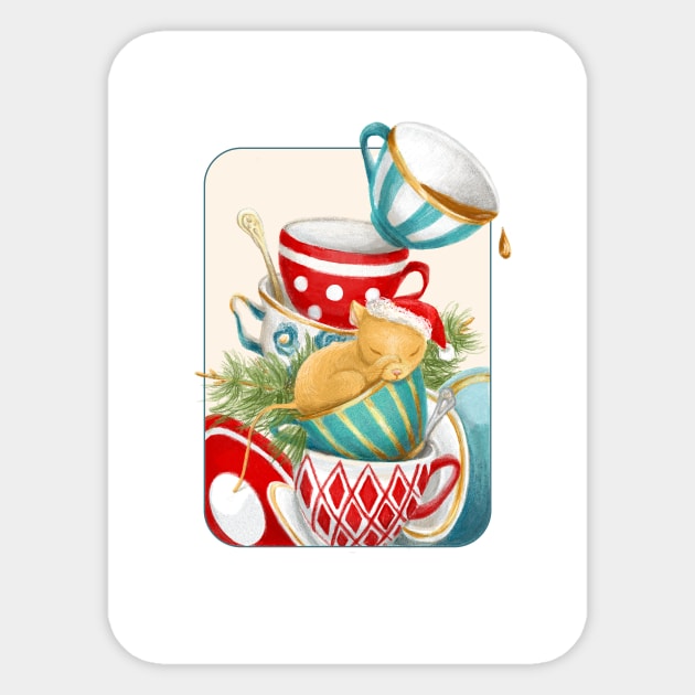 Christmas Tea Party & Dormouse in the teacup Sticker by in_pictures